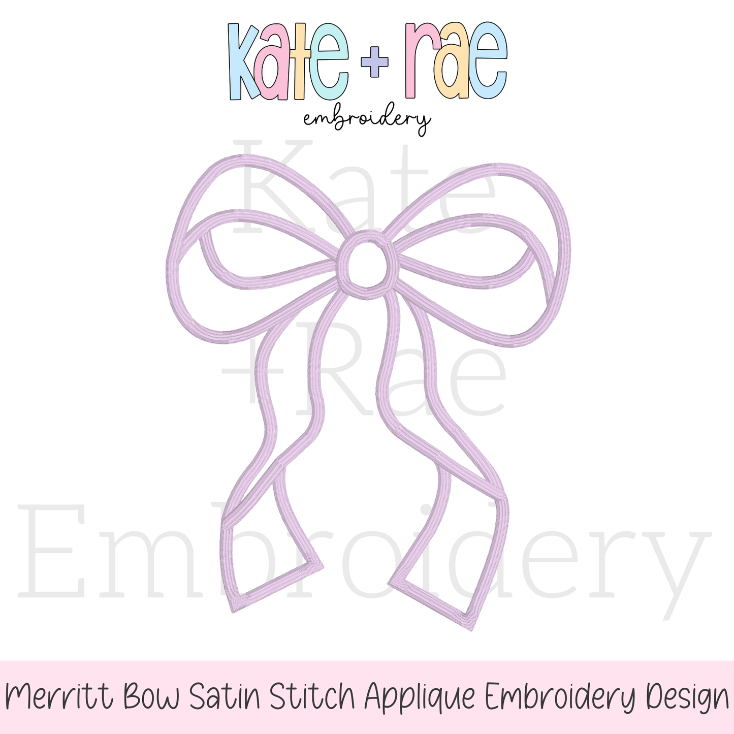 Merritt Bow Satin Stitch Applique Embroidery Design