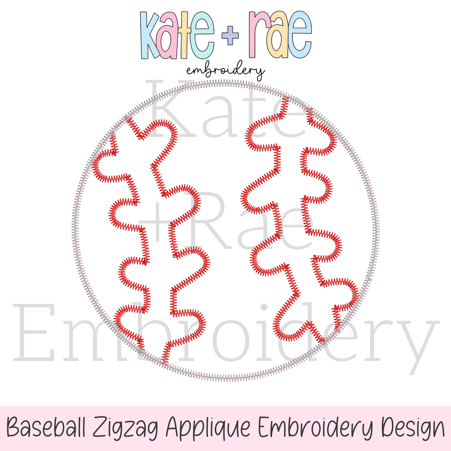 Baseball/Softball Zigzag Stitch Applique Embroidery Design