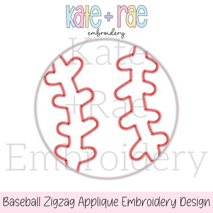 Baseball/Softball Zigzag Stitch Applique Embroidery Design