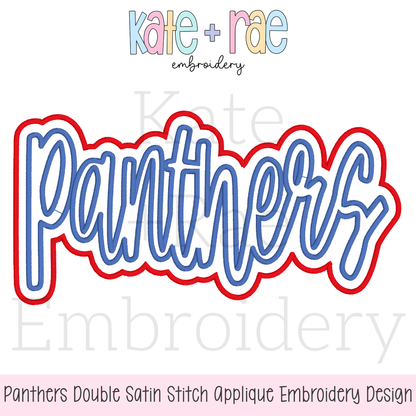 Panthers Script Double Satin Stitch Applique Embroidery Design