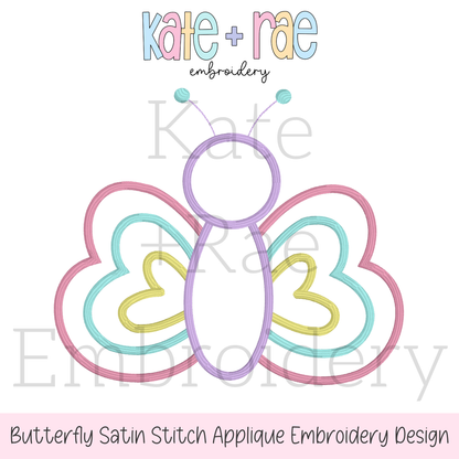 Butterfly Satin Stitch Applique Embroidery Design