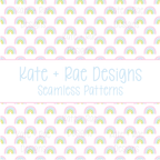 Pink Rainbow Seamless Pattern: Smaller scale seamless pattern of pastel pink watercolor rainbows