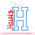 Hawks Side Cut Out Satin Stitch Applique Embroidery Design