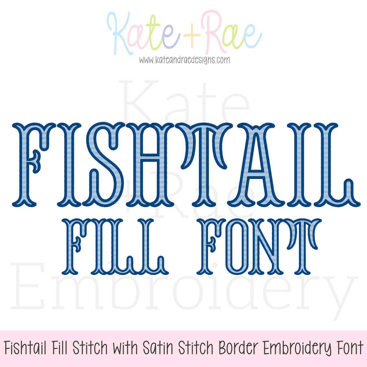 Fishtail Fill Stitch Font with Satin Border Machine Embroidery Font