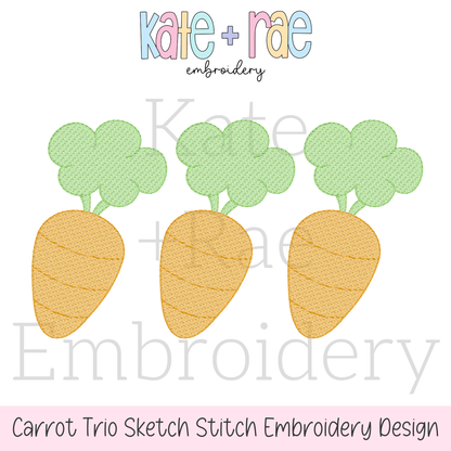 Easter Carrot Trio Sketch Stitch Embroidery Design