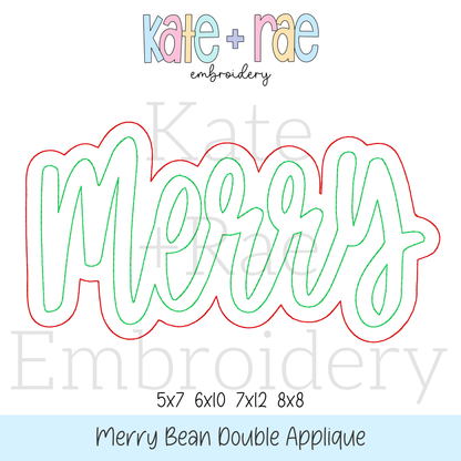 Merry Double Bean Stitch Applique Embroidery Design
