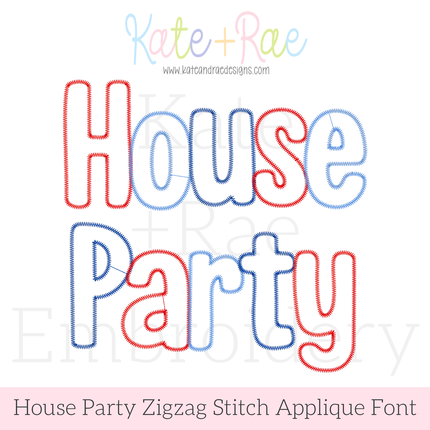House Party Zigzag Applique Machine Embroidery Font