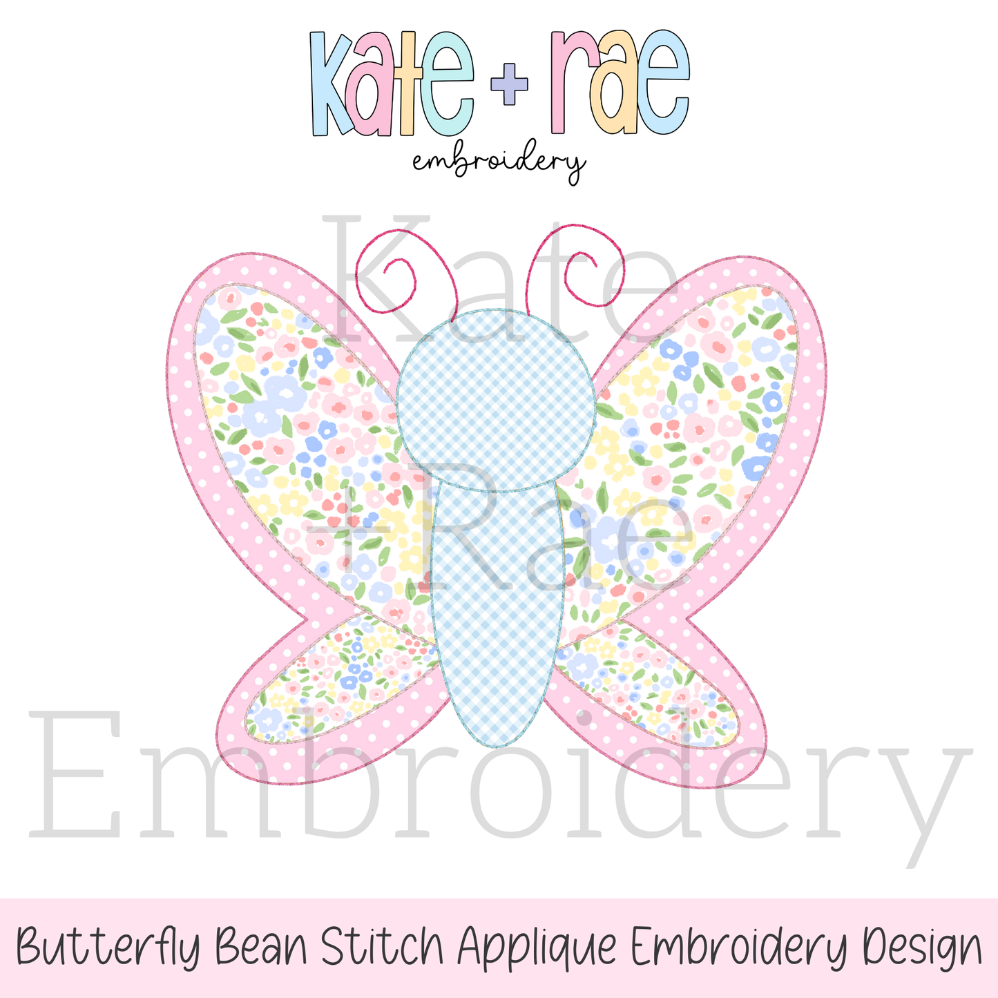 Butterfly Bean Stitch Applique Embroidery Design