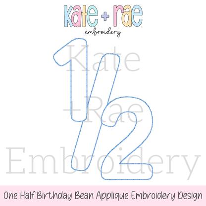 One Half Birthday Bean Stitch Applique Embroidery Design