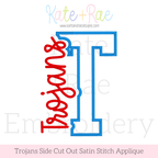 Trojans Side Cut Out Satin Stitch Applique Embroidery Design