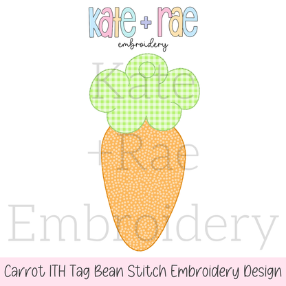 Carrot Easter Basket Tag Bean Stitch Applique Embroidery Design