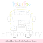 Back to School Bus Bean Applique ITH Banner Embroidery Design
