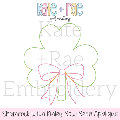 Shamrock with Bow Bean Stitch Applique Embroidery Design