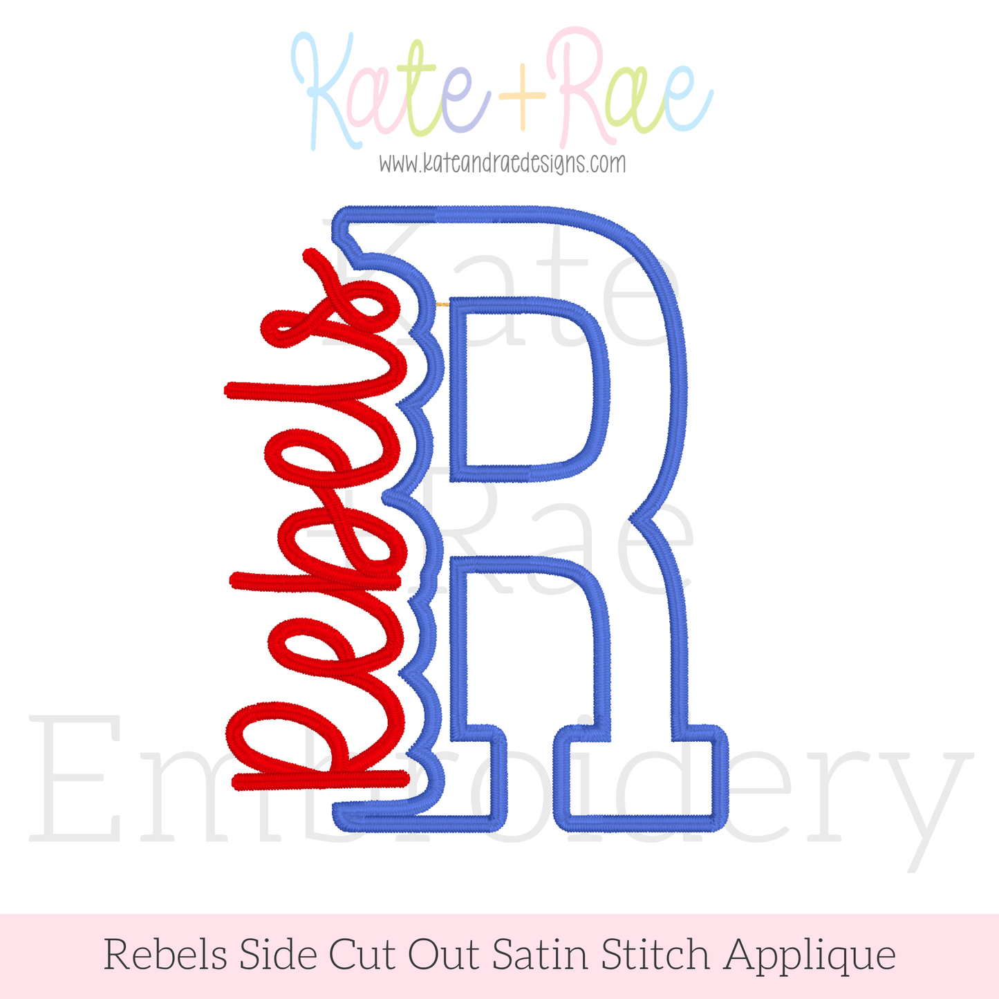 Rebels Side Cut Out Satin Stitch Applique Embroidery Design