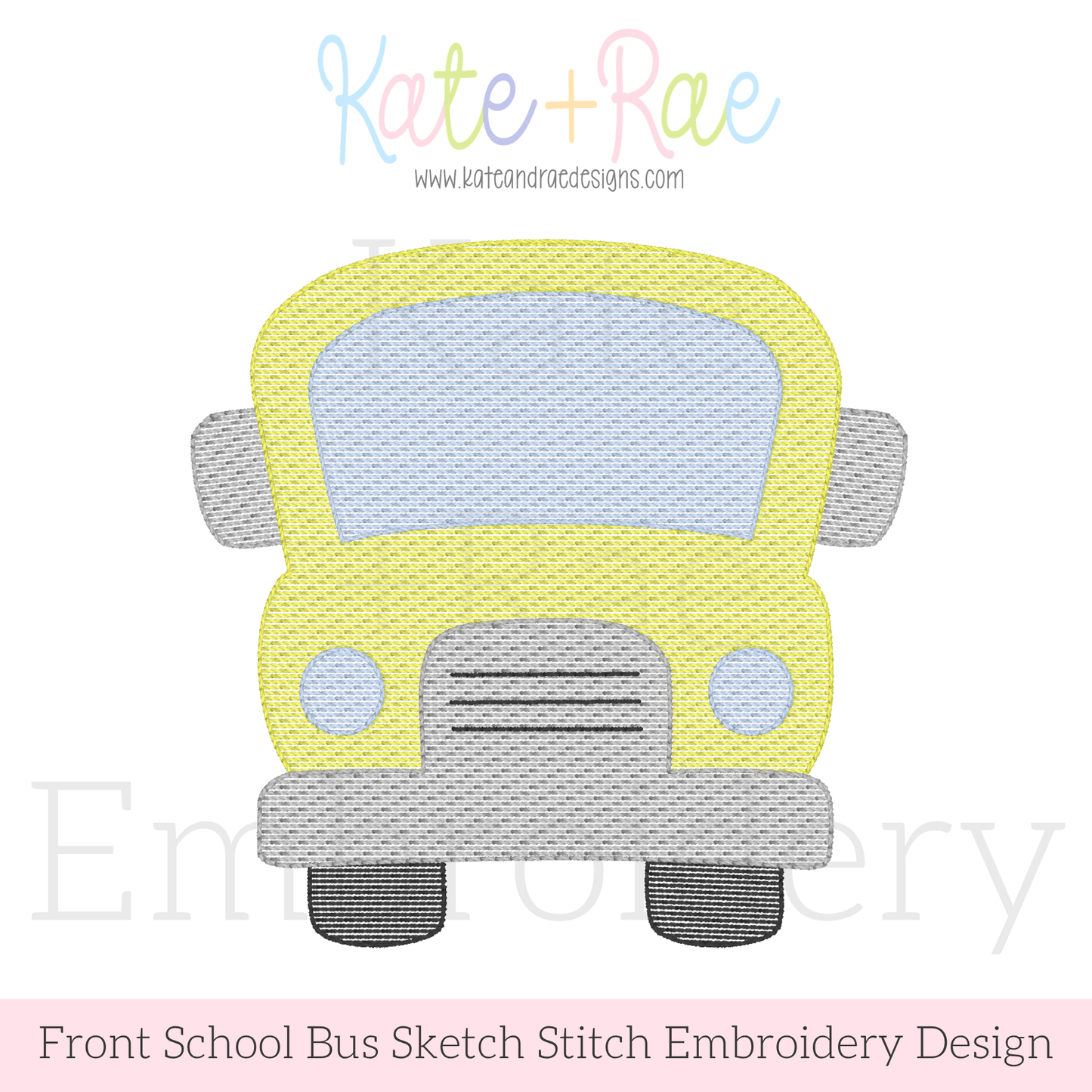 Back to School Bus Sketch Stitch Embroidery Design