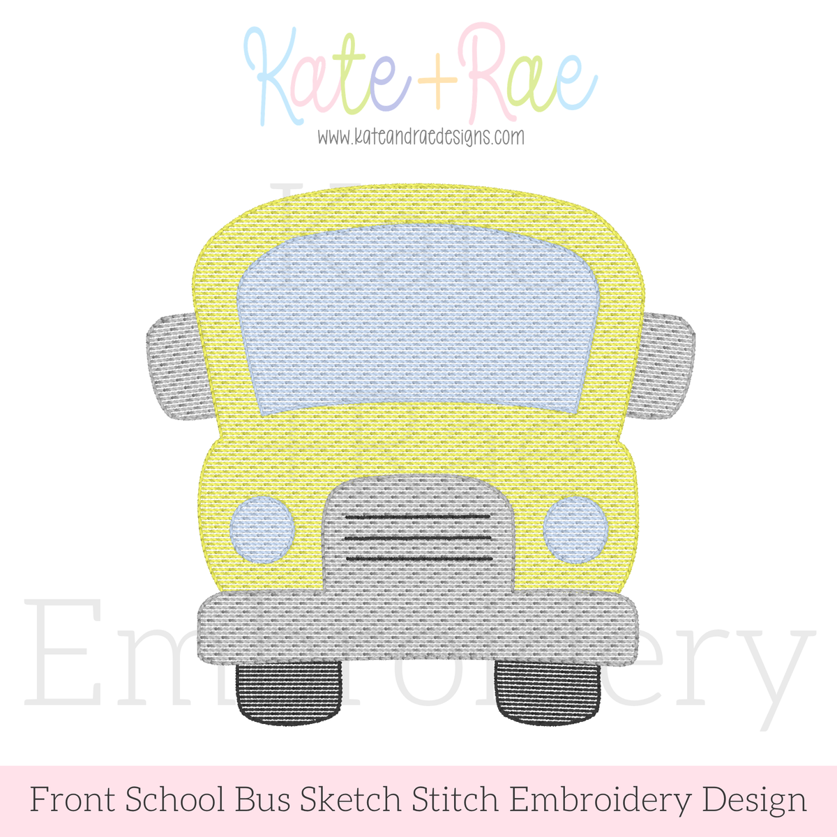 Back to School Bus Sketch Stitch Embroidery Design