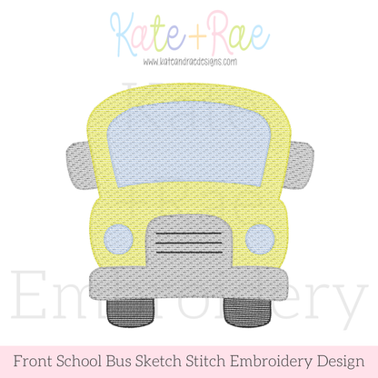 Back to School Bus Sketch Stitch Embroidery Design