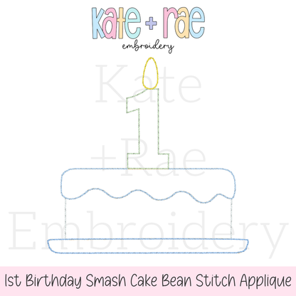 1st Birthday Smash Cake Stitch Applique Embroidery Design
