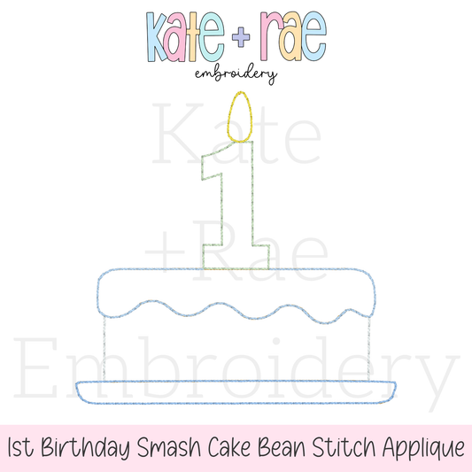 1st Birthday Smash Cake Stitch Applique Embroidery Design