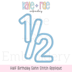 One Half Satin Stitch Applique Embroidery Design: Design preview of a light blue one half satin stitch applique outline