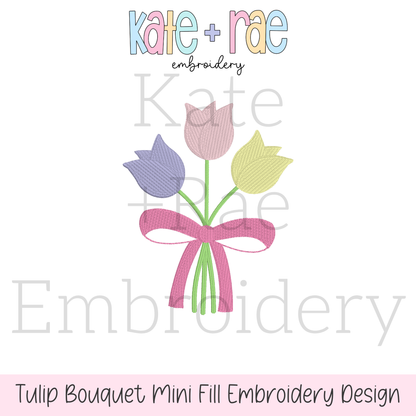 Tulip Bouquet Mini Fill Stitch Embroidery Design