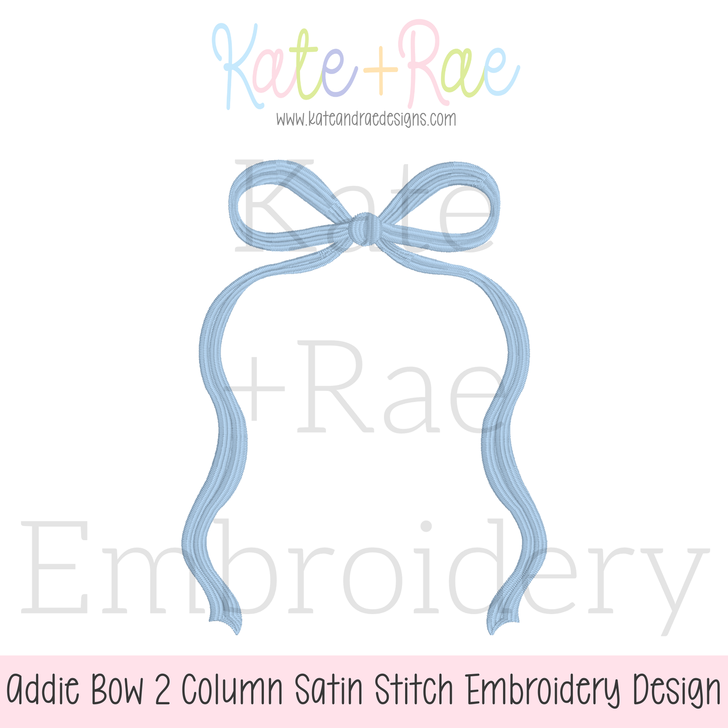 Addie Bow 2 Column Satin Stitch Applique Embroidery Design