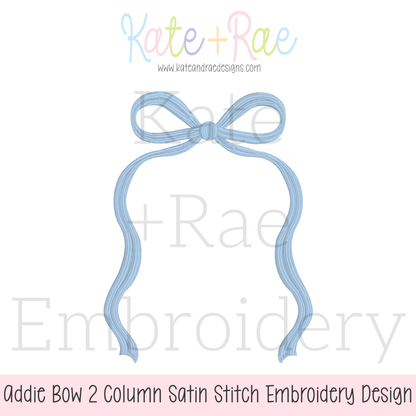 Addie Bow 2 Column Satin Stitch Applique Embroidery Design
