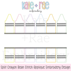 Split Crayon Bean Stitch Applique Embroidery Design: Design preview of split crayon outlines for bean stitch applique
