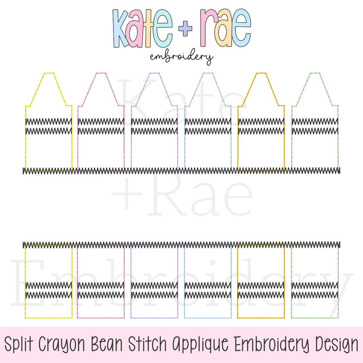 Split Crayon Bean Stitch Applique Embroidery Design