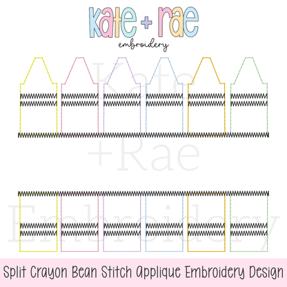 Split Crayon Bean Stitch Applique Embroidery Design