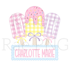 Custom Names for Popsicle - Brooke Hamlett: Three gingham popsicles with bows above the name Charlotte Marie in a scalloped name plate