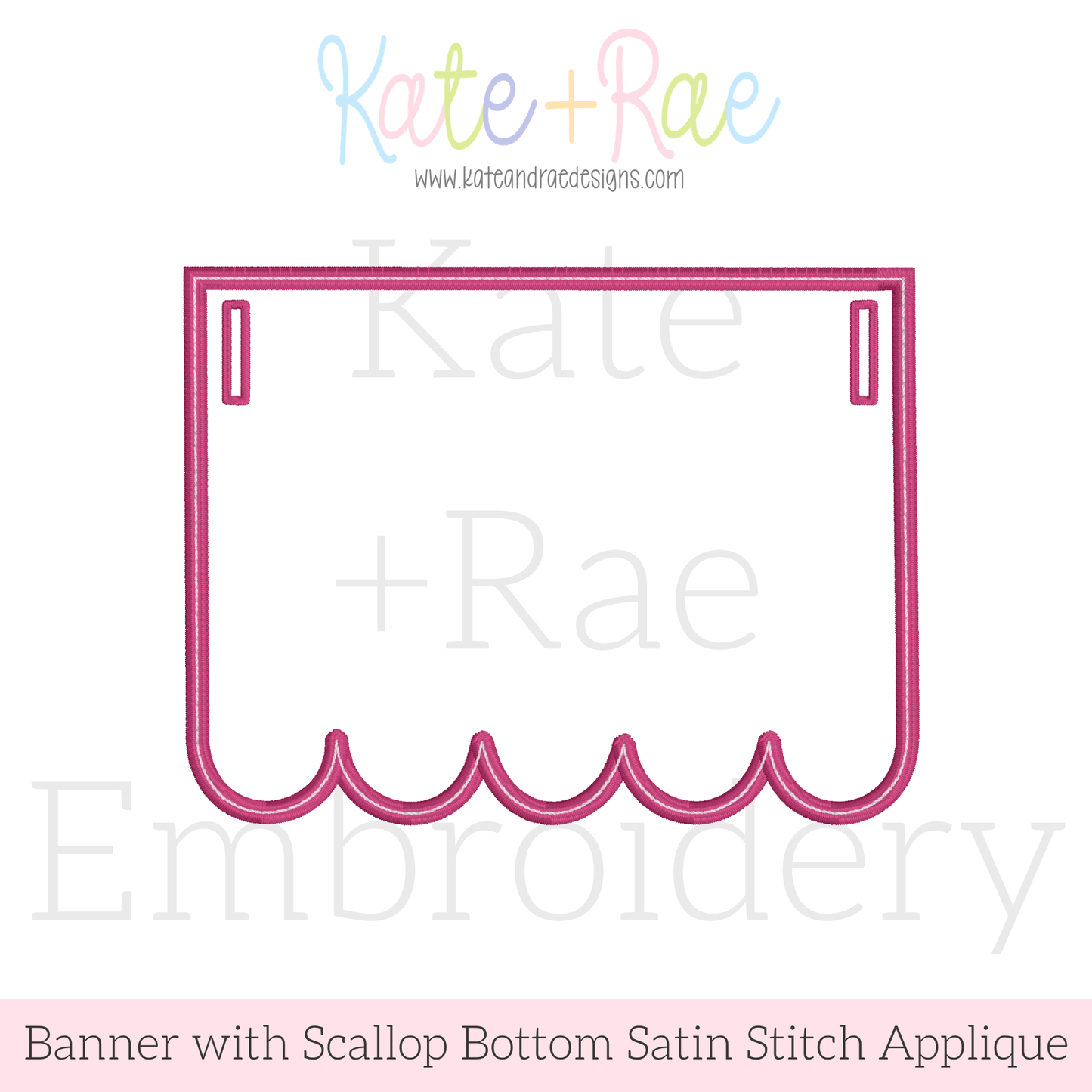 Scallop Bottom Satin Stitch Applique Banner In The Hoop Embroidery Design