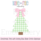 Girls Christmas Tree with Kinley Bow Bean Applique Embroidery Design