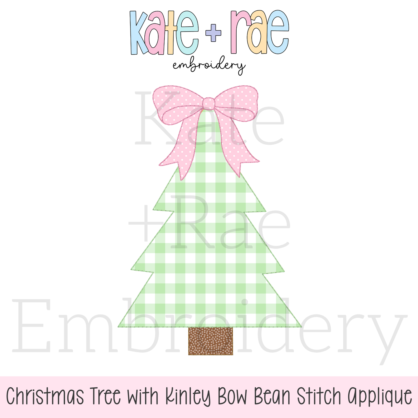 Girls Christmas Tree with Kinley Bow Bean Applique Embroidery Design