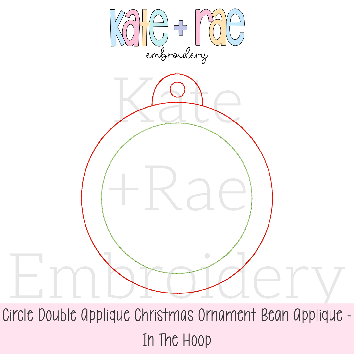 Circle Bean Stitch Applique Christmas Ornament In The Hoop Embroidery Design