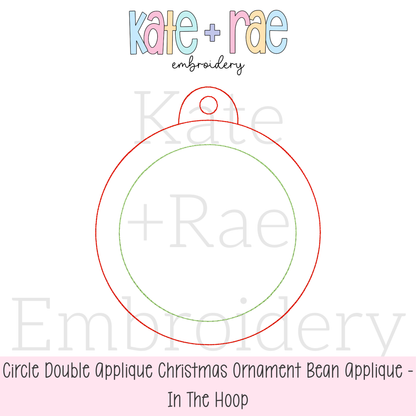 Circle Bean Stitch Applique Christmas Ornament In The Hoop Embroidery Design