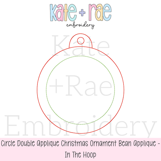 Circle Bean Stitch Applique Christmas Ornament In The Hoop Embroidery Design