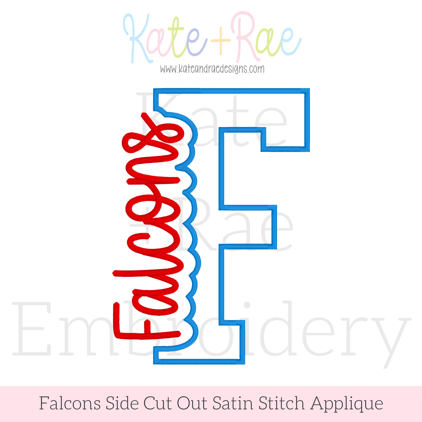 Falcons Side Cut Out Satin Stitch Applique Embroidery Design
