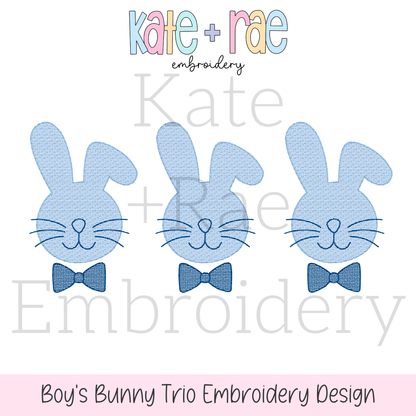 Boy's Easter Bunny Trio Sketch Stitch Embroidery Design