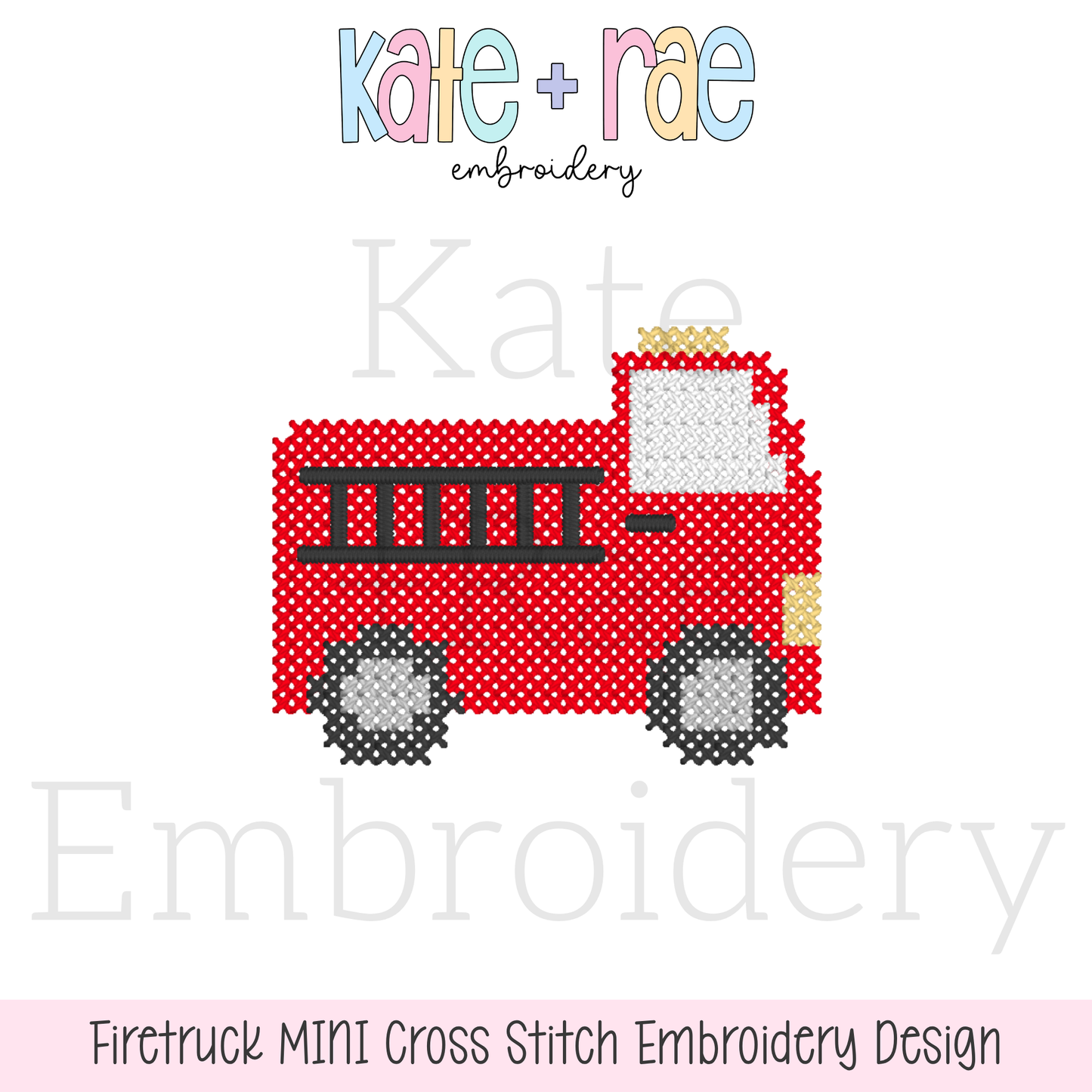 Firetruck MINI Cross Stitch Embroidery Design