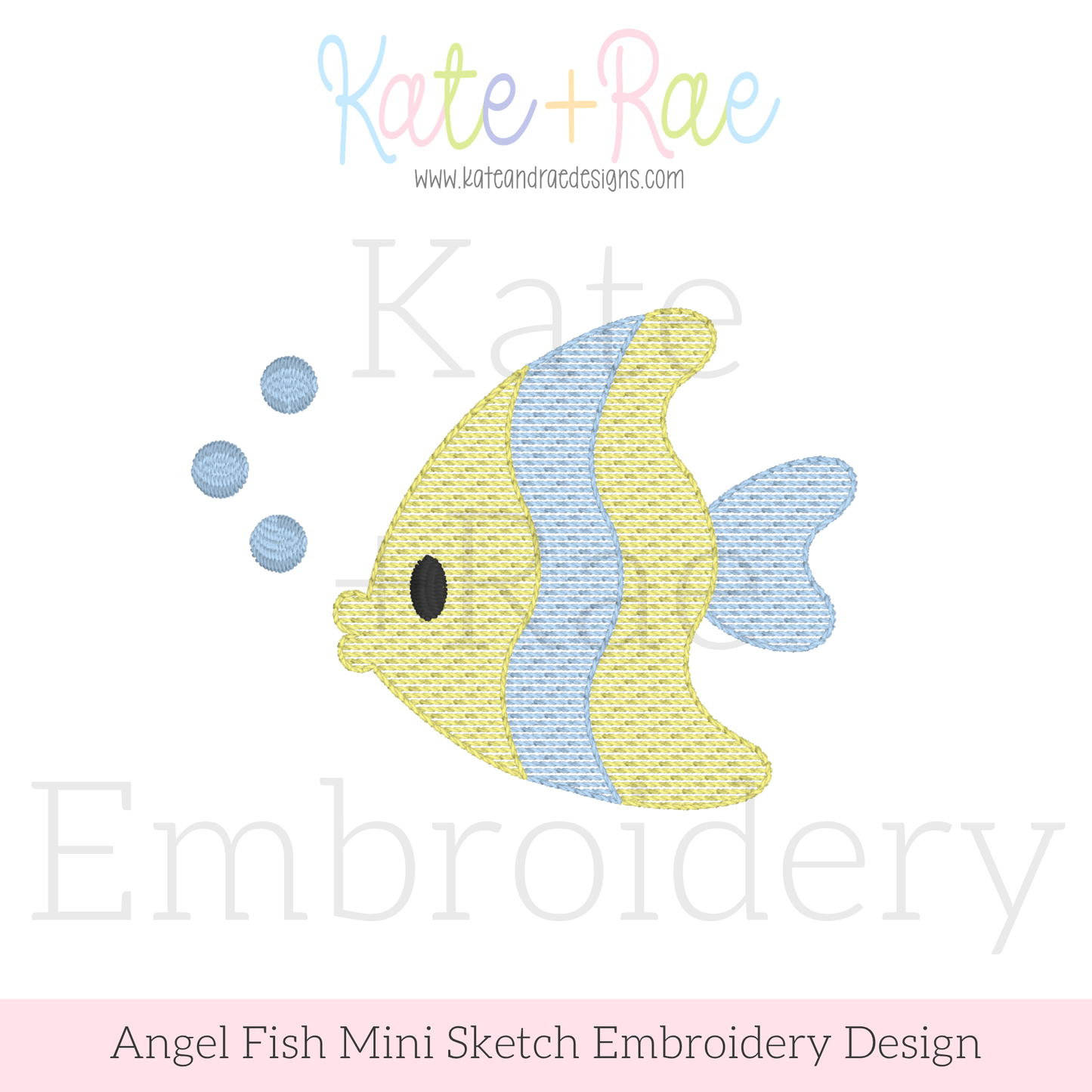 Angel Fish Mini Sketch Stitch Embroidery Design