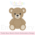 Teddy Bear Sketch Stitch Embroidery Design: Design preview of a brown sketch stitch teddy bear