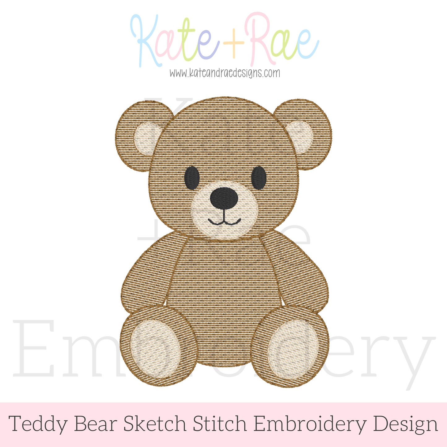 Teddy Bear Sketch Stitch Embroidery Design