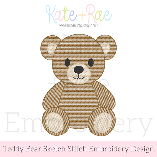 Teddy Bear Sketch Stitch Embroidery Design