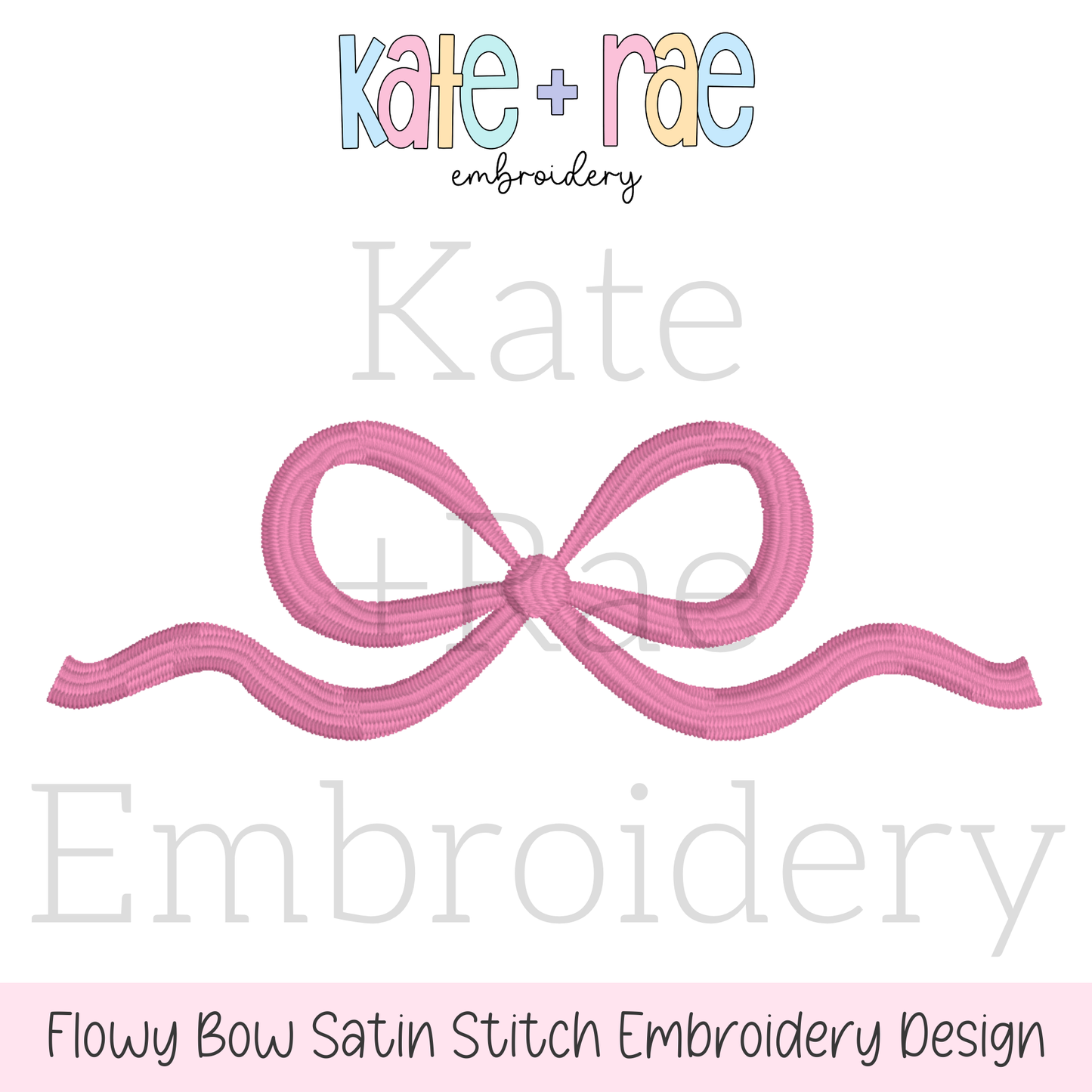 Flowy Bow Satin Stitch Embroidery Design