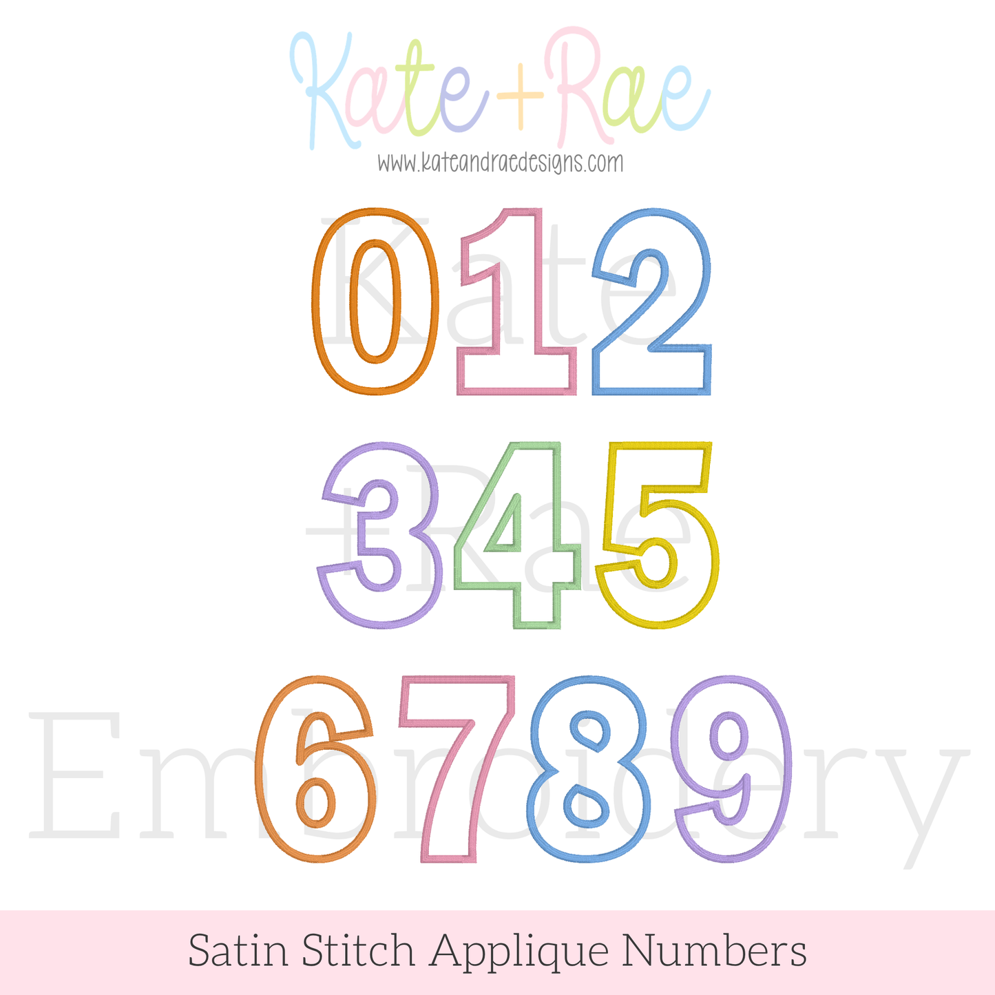 Birthday Numbers Satin Stitch Applique Embroidery Design
