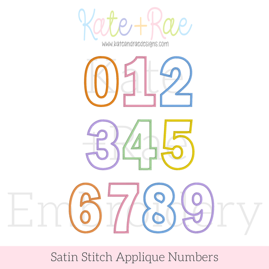 Birthday Numbers Satin Stitch Applique Embroidery Design