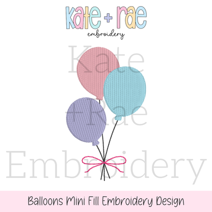 Birthday Balloons Mini Fill Embroidery Design