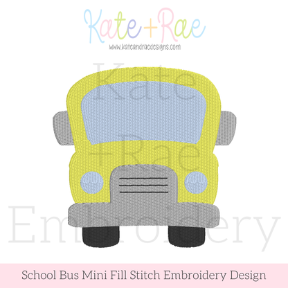 Back to School Bus Mini Fill Embroidery Design