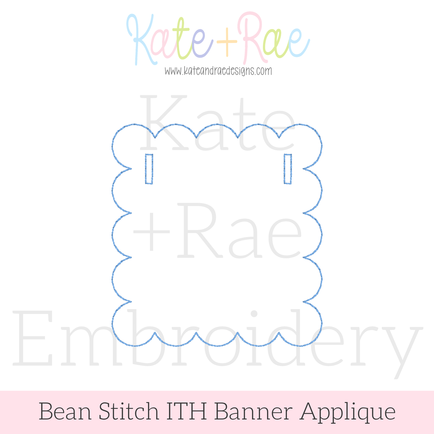 Scalloped Square ITH Banner Bean Stitch Applique